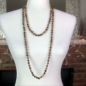 Long Multi-Colored Lava Rock Necklace, 29.5”